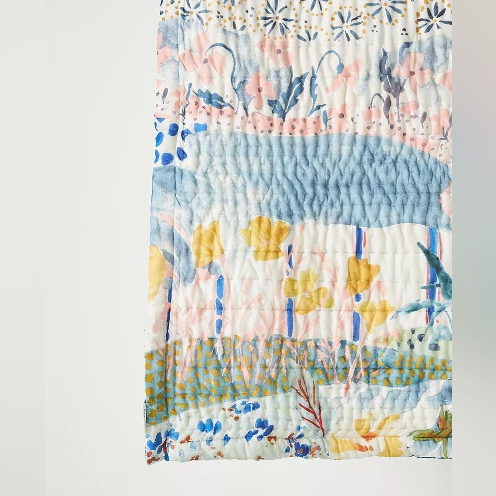 New Anthropologie 100% Cotton Voile Printed Quilt Collection Size King - Picture 8 of 12